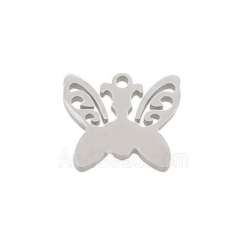 Raw Stainless Steel Butterfly Pendant