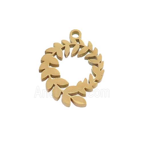 Stainless Steel Christmas Wreath Pendant Gold Plated
