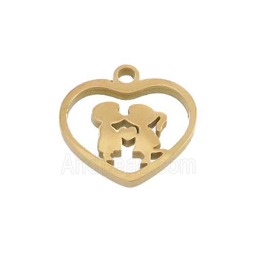 Stainless Steel Couple Heart Pendant Gold Plated