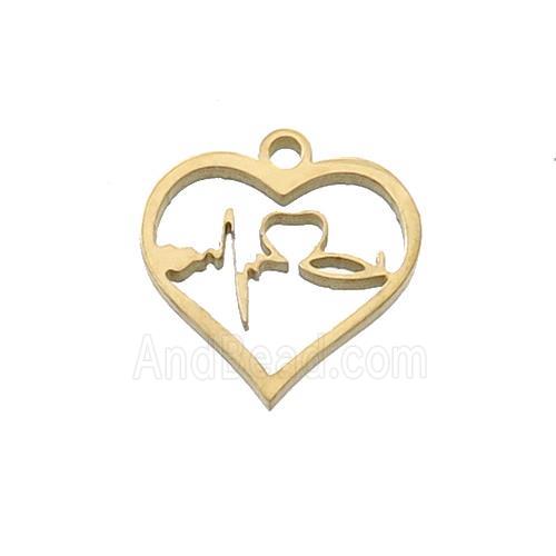 Stainless Steel Heartbeat Charms Pendant Gold Plated