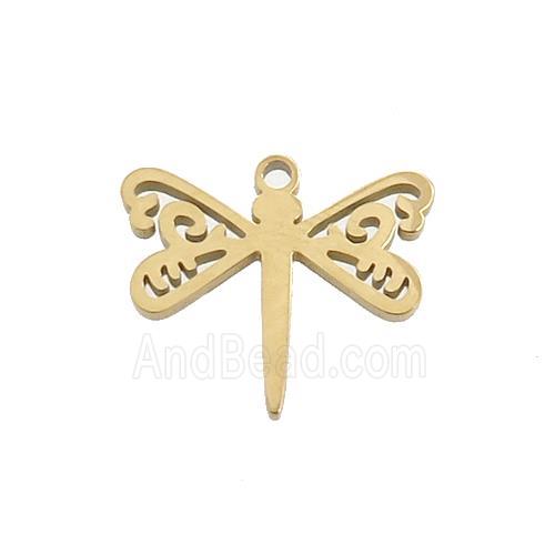Stainless Steel Dragonfly Charms Pendant Gold Plated