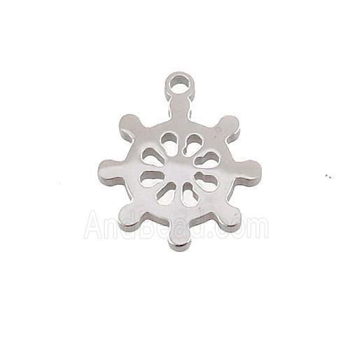 Raw Stainless Steel Ship Helm Pendant Charms