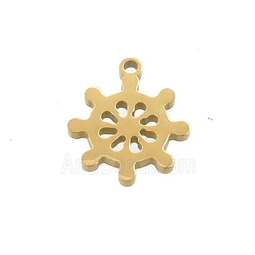 Stainless Steel Ship Helm Pendant Charms Gold Plated