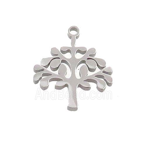 Raw Stainless Steel Tree Charms Pendant