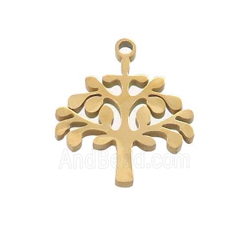 Stainless Steel Tree Charms Pendant Gold Plated