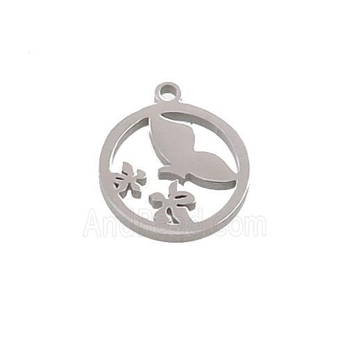 Raw Stainless Steel Flower Pendant
