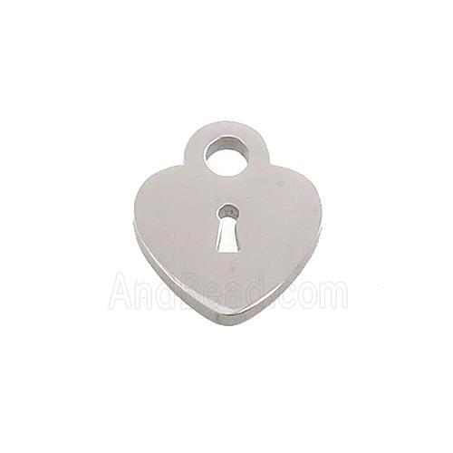 Raw Stainless Steel Heart Lock Charms Pendant