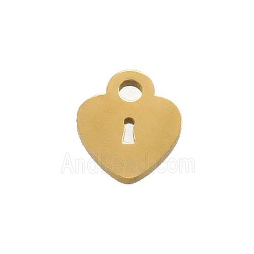 Stainless Steel Heart Lock Charms Pendant Gold Plated