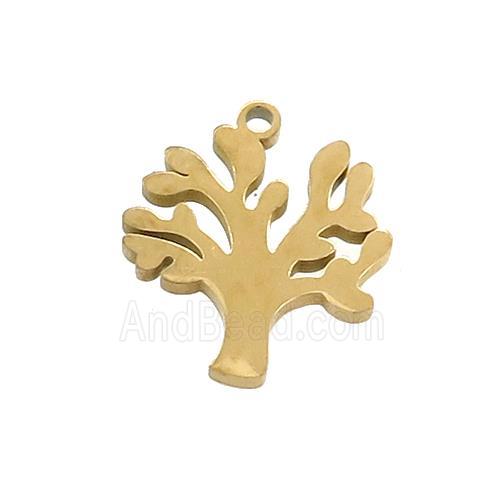 Stainless Steel Tree Charms Pendant Gold Plated