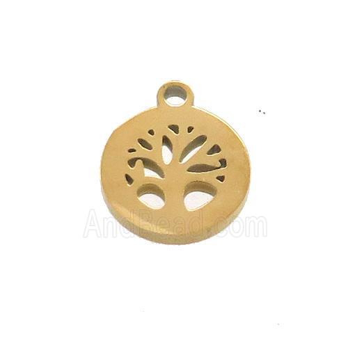 Stainless Steel Tree Of Life Pendant Gold Plated