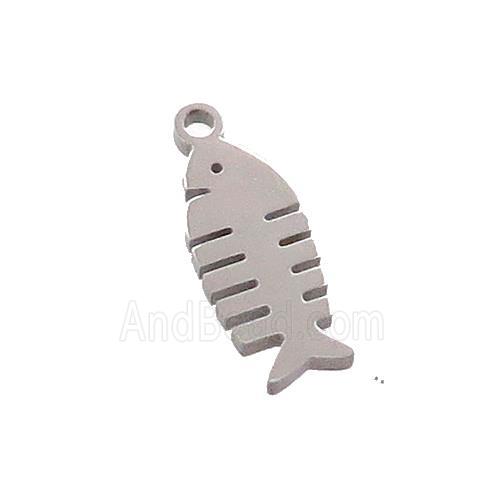 Raw Stainless Steel Fishbone Charms Pendant