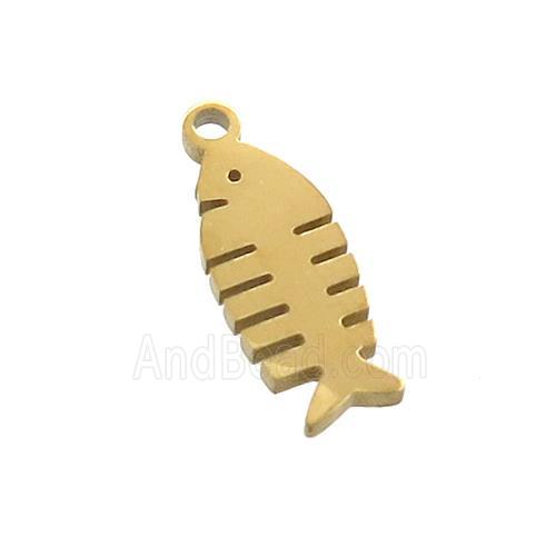 Stainless Steel Fishbone Charms Pendant Gold Plated