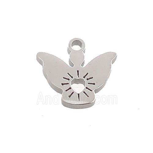 Raw Stainless Steel Angel Charms Pendant Heart