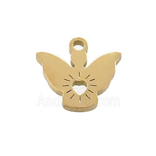 Stainless Steel Angel Charms Pendant Heart Gold Plated