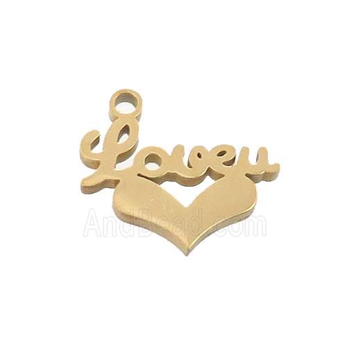 Stainless Steel LOVEU Heart Charms Pendant Gold Plated