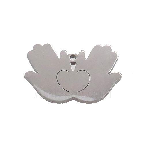 Raw Stainless Steel Hands Charms Pendant Heart
