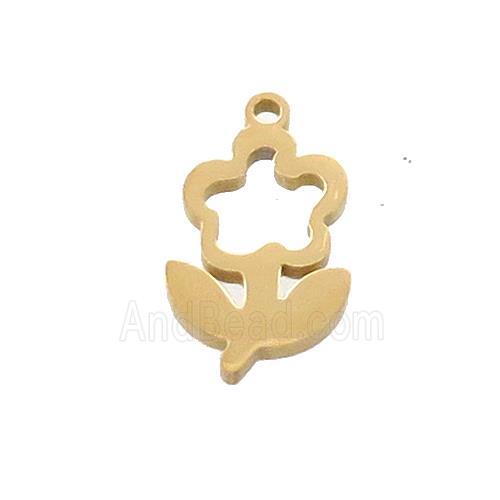 Stainless Steel Flower Charms Pendant Gold Plated