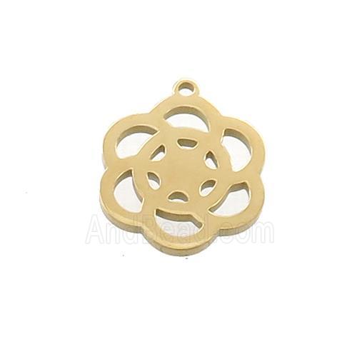 Stainless Steel Flower Pendant Gold Plated
