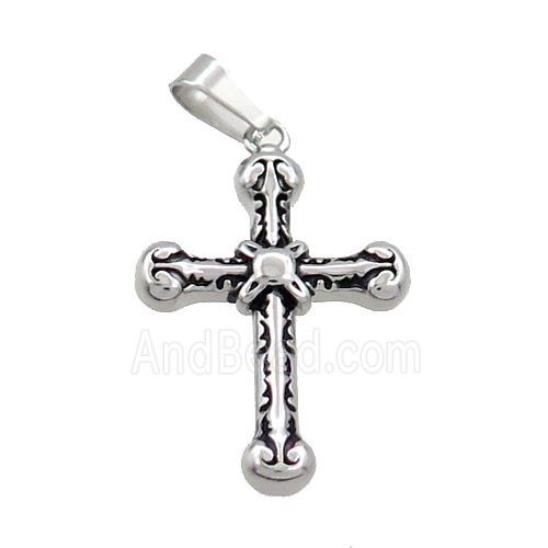 Stainless Steel Cross Charms Pendant Antique Silver