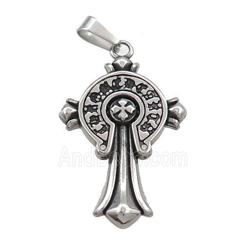 Stainless Steel Cross Charms Pendant Antique Silver