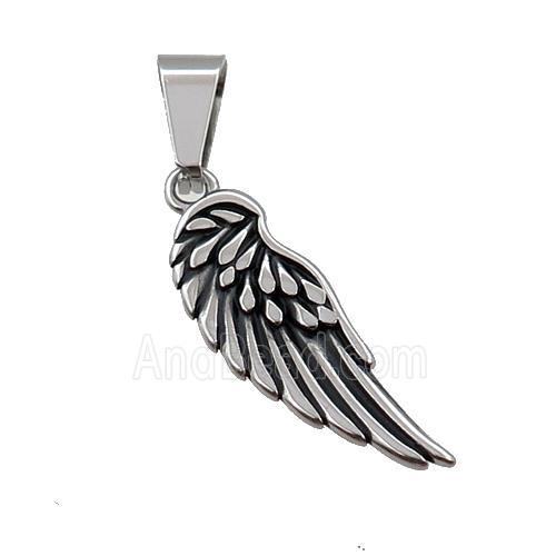 Stainless Steel Angel Wings Charms Pendant Antique Silver