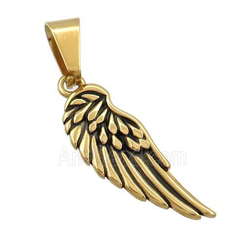 Stainless Steel Angel Wings Charms Pendant Antique Gold