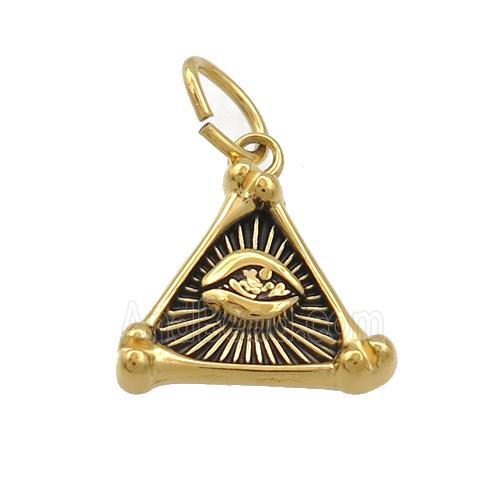 Stainless Steel Triangle Eye Charms Pendant Antique Gold