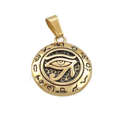 Stainless Steel Horus Eye Charms Pendant Zodiac Antique Gold