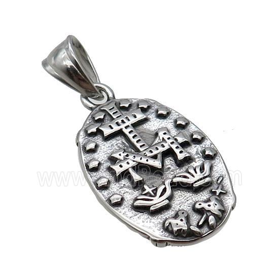 Stainless Steel Virgin Mary Charms Pendant Medal Religious Antique Silver