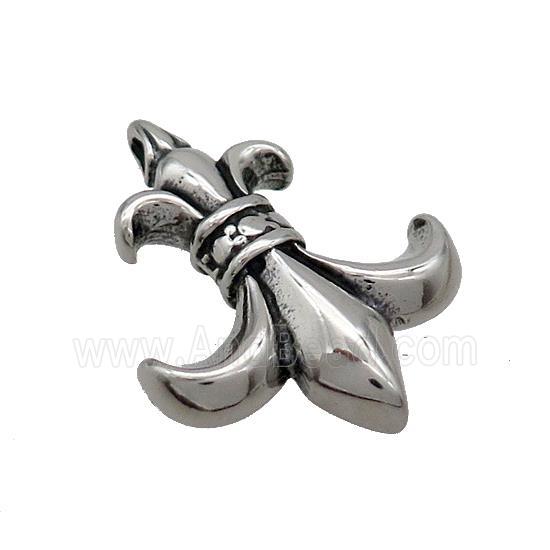Stainless Steel Charms Pendant Fleur De Lis Antique Silver