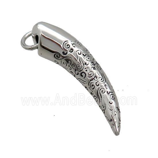 Stainless Steel Horn Charm Pendant Antique Silver