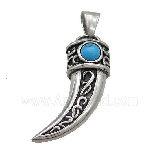 Stainless Steel Horn Charms Pendant Antique Silver
