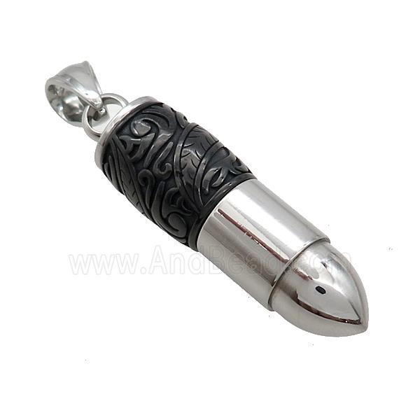 Stainless Steel Bullet Pendant Black Plated