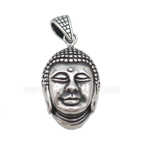 Stainless Steel Buddha Pendant Antique Silver