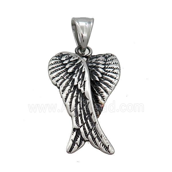 Stainless Steel Angel Wings Charms Pendant Antique Silver
