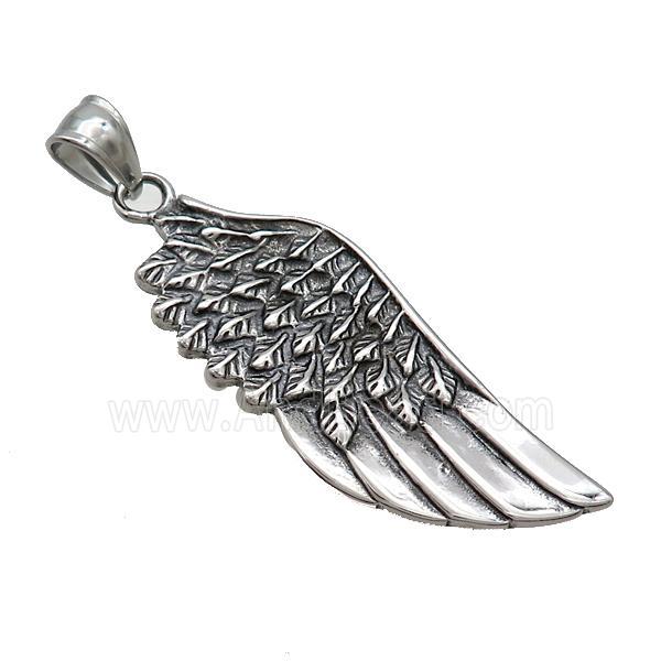 Stainless Steel Angel Wings Charms Pendant Antique Silver