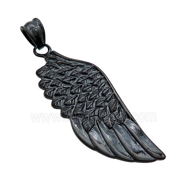 Stainless Steel Angel Wings Charms Pendant Black Plated
