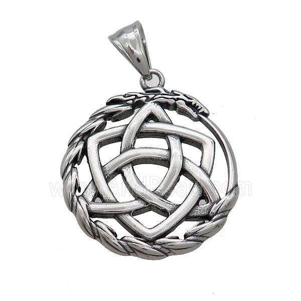Stainless Steel Celtic Knot Charms Pendant Antique Silver