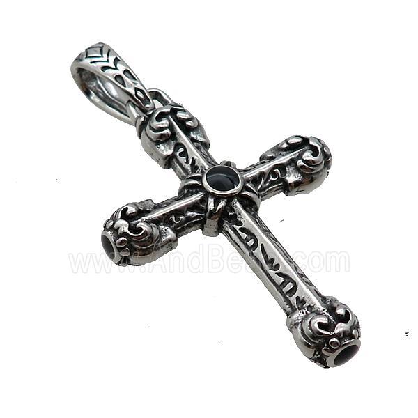 Stainless Steel Cross Pendant Antique Silver