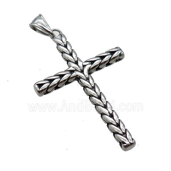 Stainless Steel Cross Pendant Antique Silver