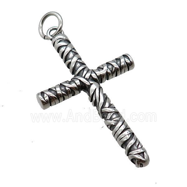 Stainless Steel Cross Pendant Antique Silver