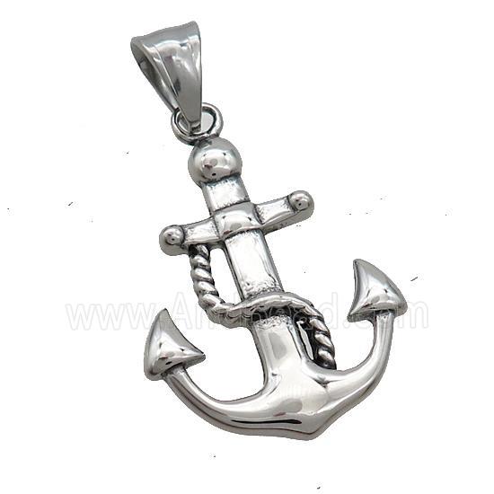 Stainless Steel Anchor Charms Pendant Antique Silver