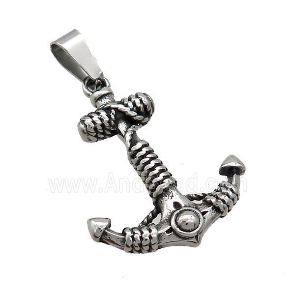 Stainless Steel Anchor Charms Pendant Antique Silver