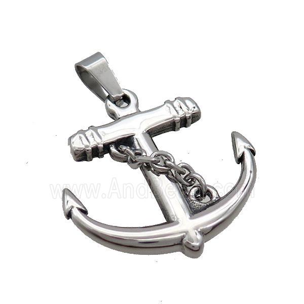 Stainless Steel Anchor Charms Pendant Antique Silver