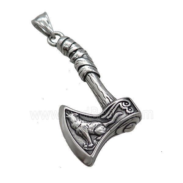 Stainless Steel Thor Axe Charms Pendant Antique Silver