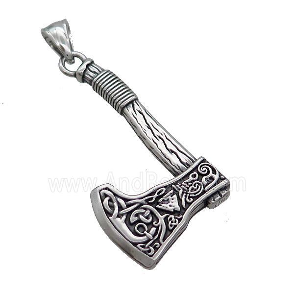 Stainless Steel Thor Axe Charms Pendant Antique Silver