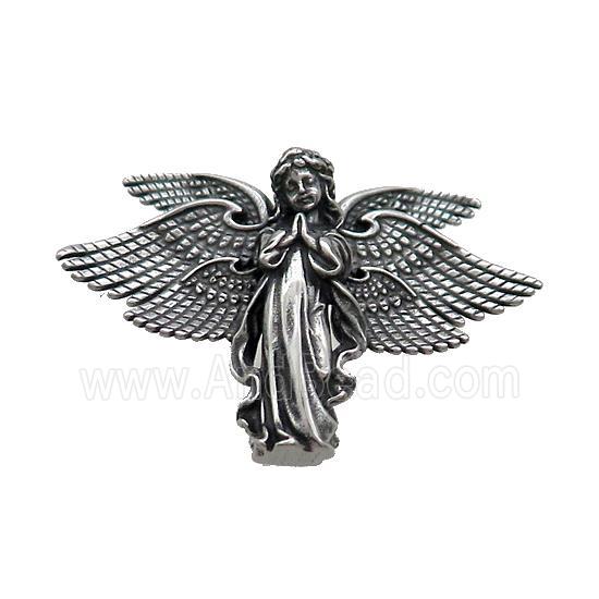Stainless Steel Fairy Charms Pendant Angel Wings Antique Silver