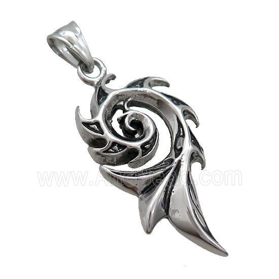 Stainless Steel Spiral Flame Charms Pendant Totem Antique Silver