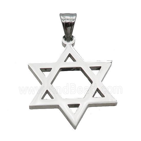 Raw Stainless Steel David Star Pendant