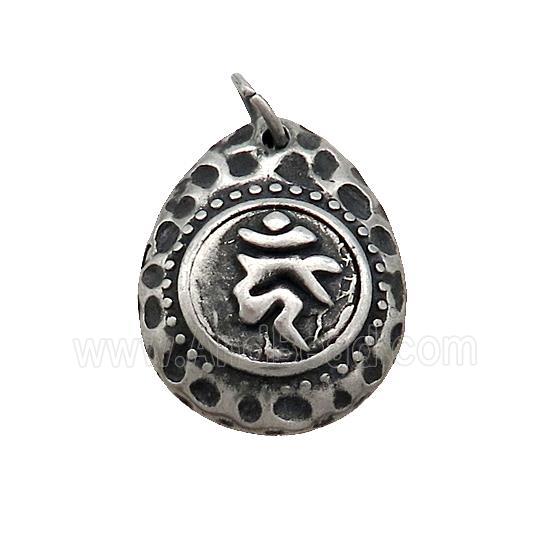 Stainless Steel OM Teardrop Pendant Antique Silver